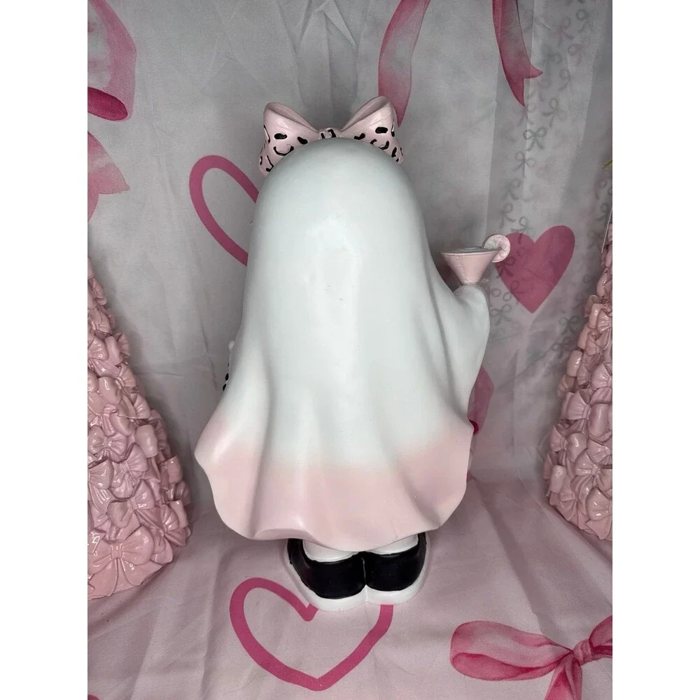 Large Pink Leopard Bow Glamorous Ghost with Martini & Purse